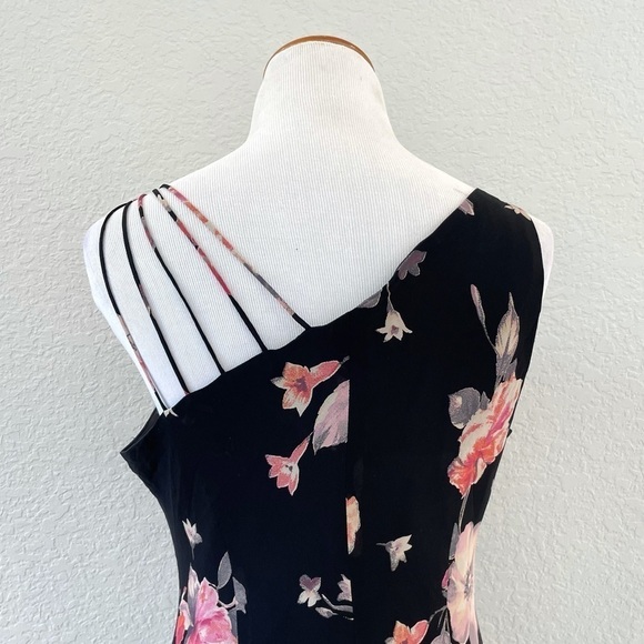 Vintage Asymmetrical One-Shoulder Midi Floral Dress - Picture 7 of 14